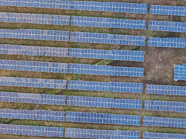 Detail crop from the stitched output showing rows of solar panels